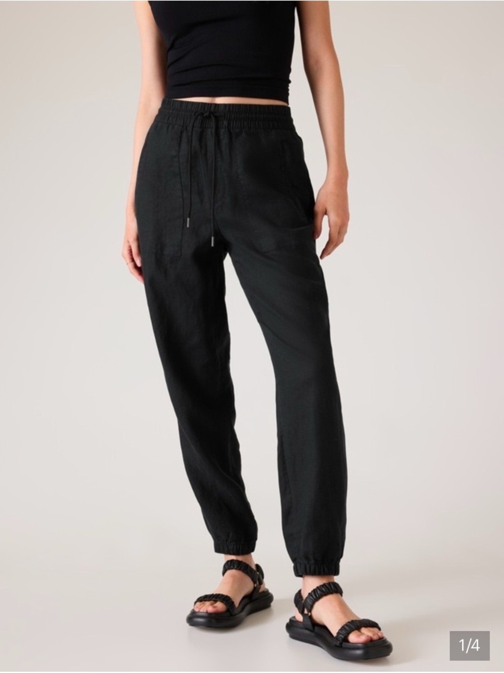 Athleta Black Linen m Jogger Pants - Women XL